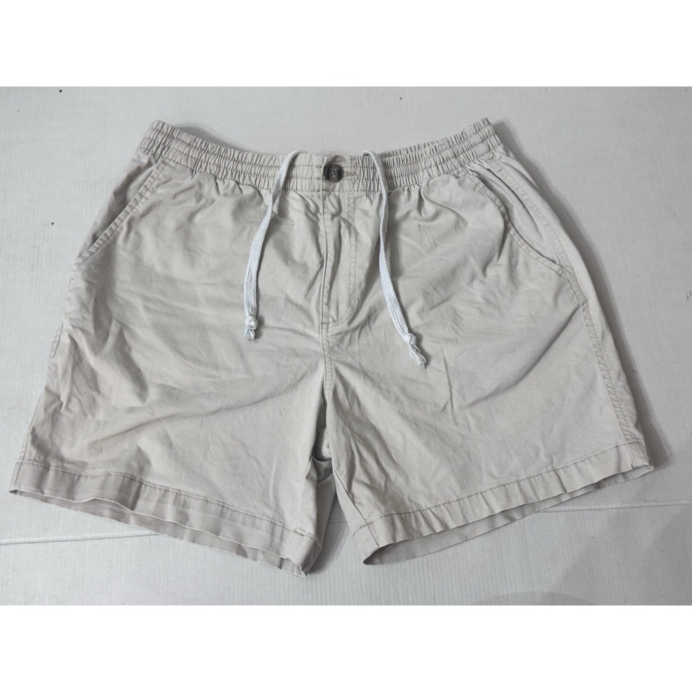 Crown & Ivy Men's Medium Tan Drawstring Shorts 100% Cotton Elastic Waist Casual